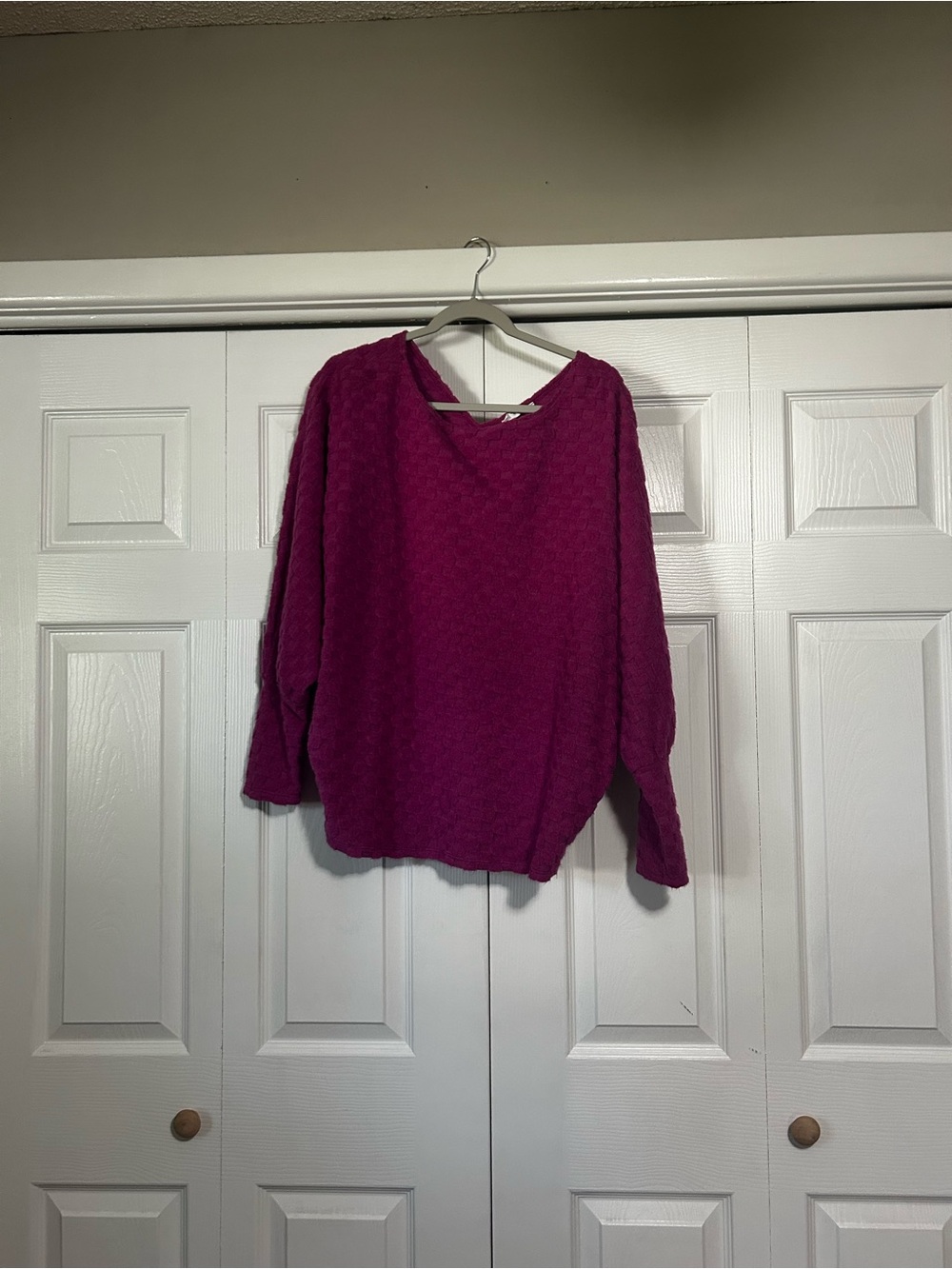 First Love Textured Dolman Sweater - Fuchsia